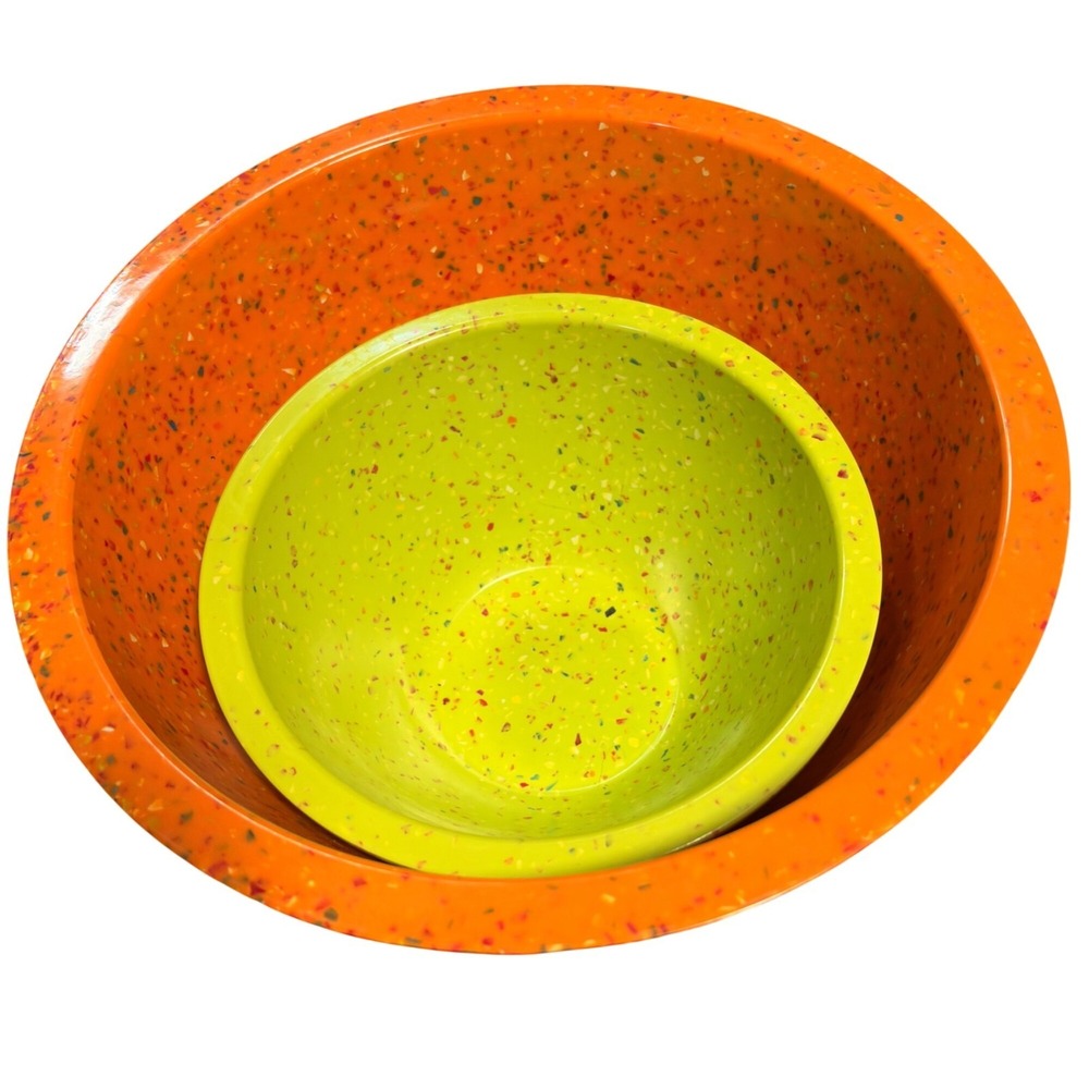 Zak Designs Confetti Melamine Mixing Bowl Set Retro MCM Speckled Orange Yellow 2 - Picture 2 of 7